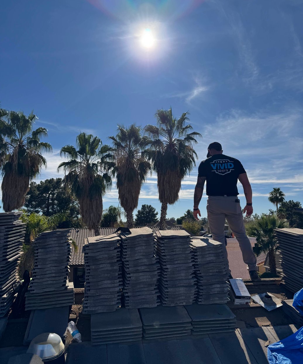 Steel Commercial Roof with long banisters